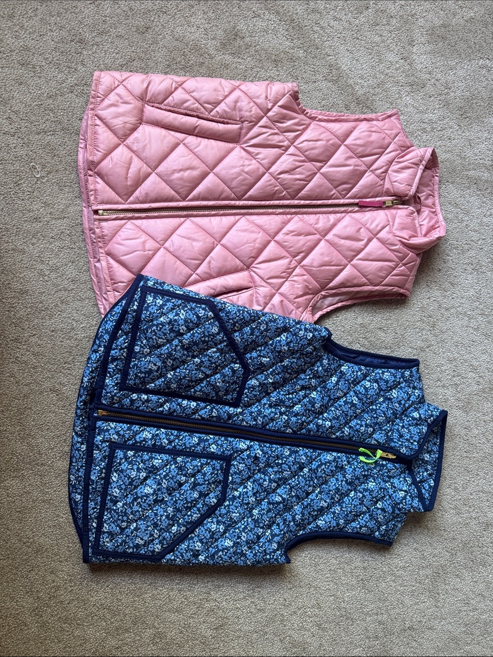 Crewcuts Set of 2 Kids Quilted Vests - Pink and Blue Floral